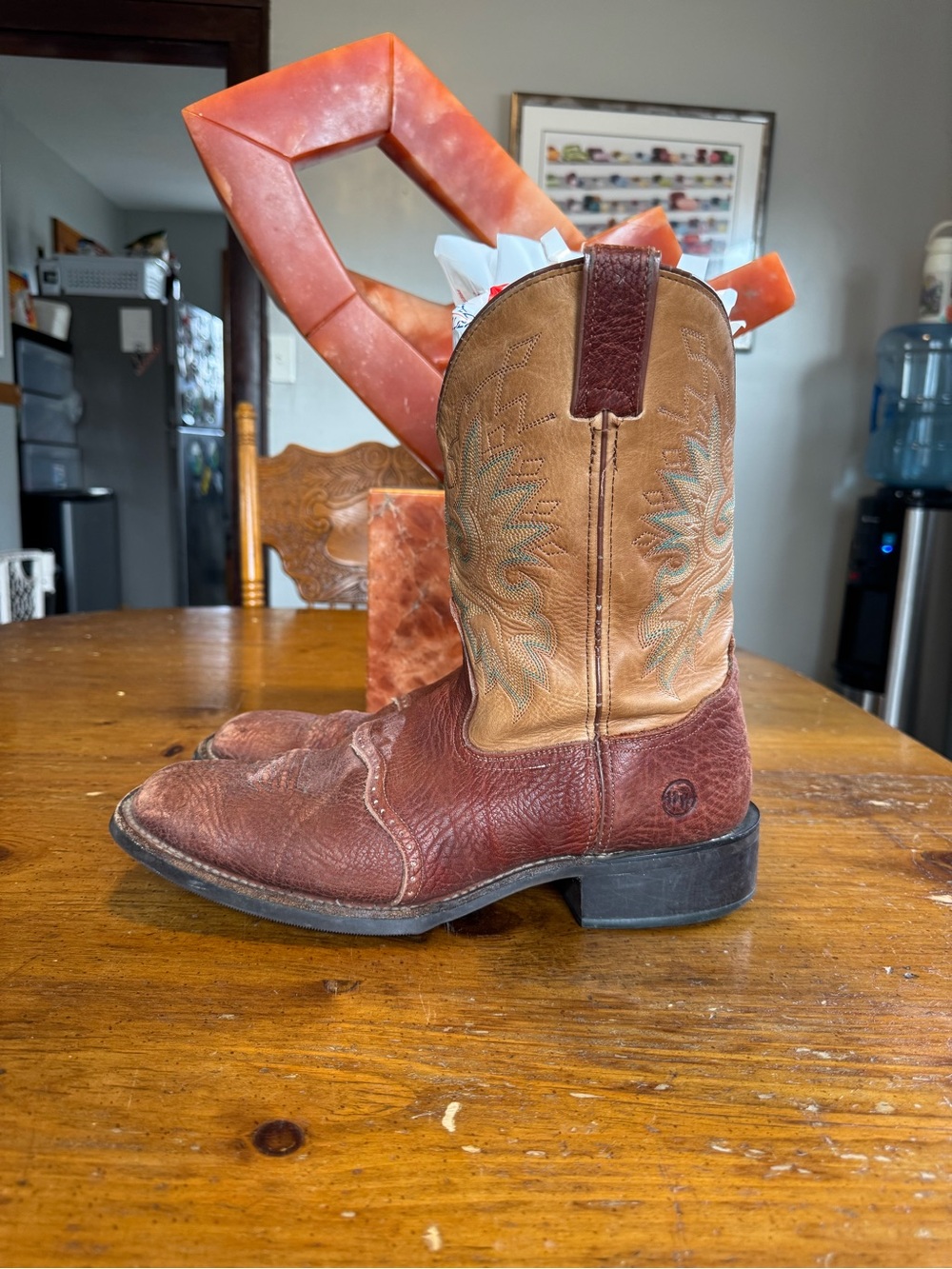 Vintage Double H Two Tone Western Cowboy Boots Sz 12 D